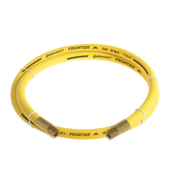 3/8" x 10' Yellow EPDM Rubber Air Hose, 300 PSI, 3/8" FNPSM x FNPSM